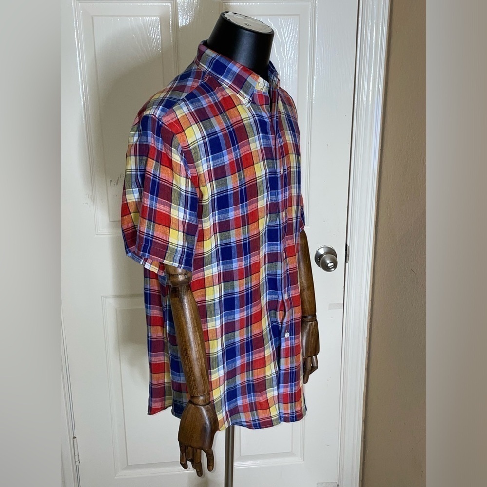 Rare Vintage Plaid Button Down Linen Classic Fit Large - Picture 3 of 10
